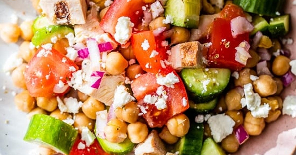 Grilled Chicken Feta Chickpea Salad Recipe | Samsung Food App