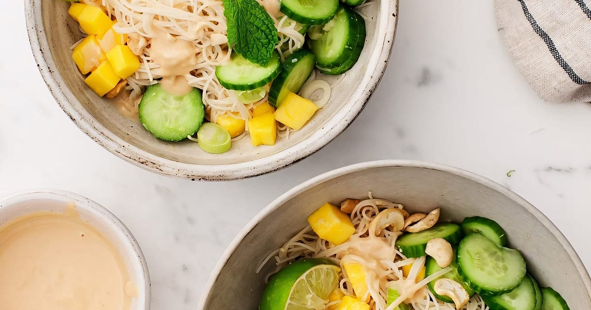 Cucumber Mango Miso Noodle Bowl Recipe | Samsung Food App