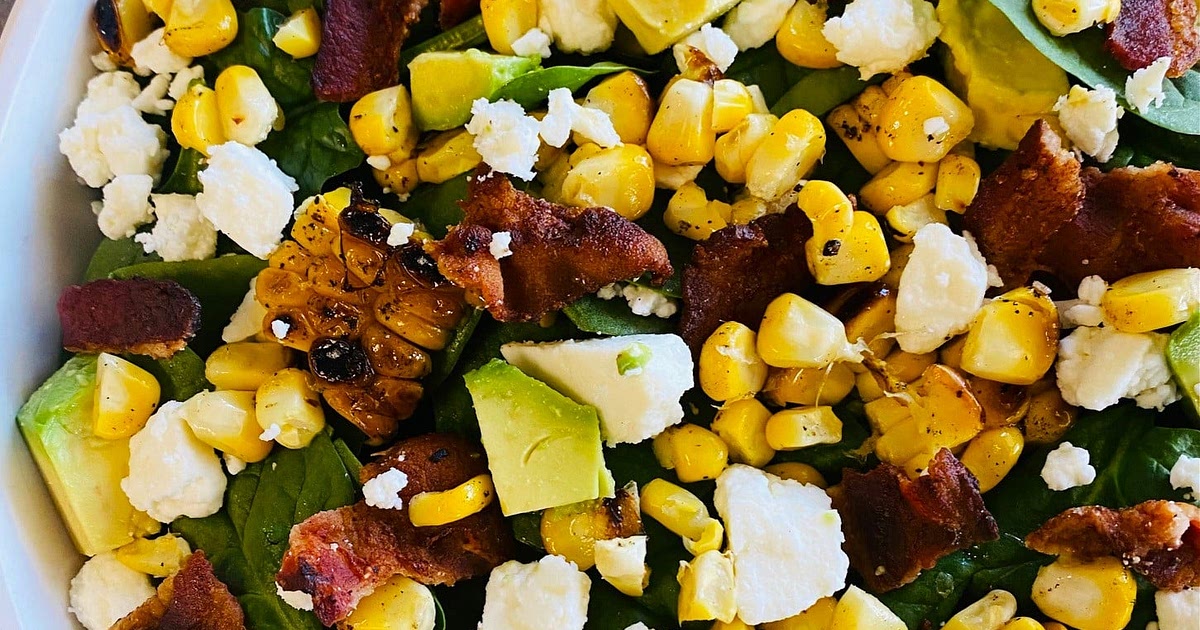 Corn Bacon Feta Spinach Salads Recipe | Samsung Food App