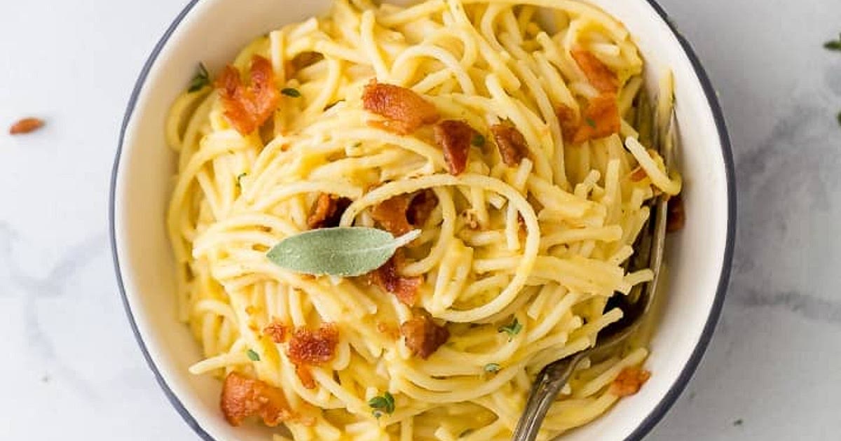 Creamy Butternut Squash Pasta with Bacon Recipe | Samsung Food App