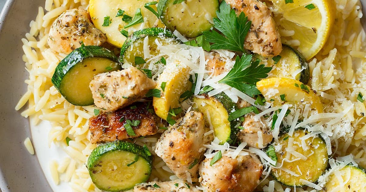 Skillet Lemon Parmesan Chicken with Zucchini and Squash Recipe | Samsung Food App