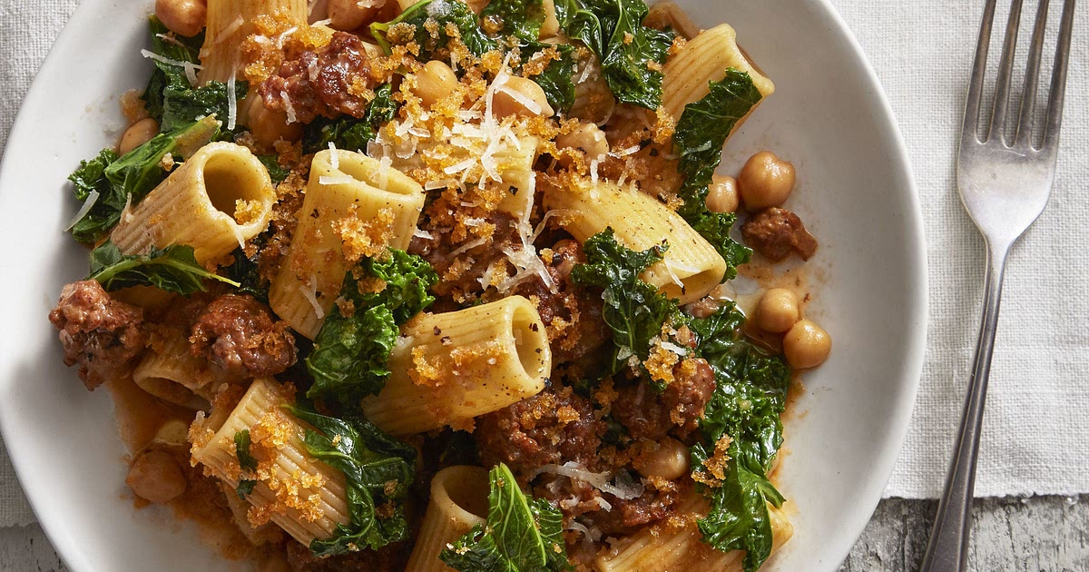 Chickpea and Kale Rigatoni with Smoky Bread Crumbs Recipe | Samsung Food App
