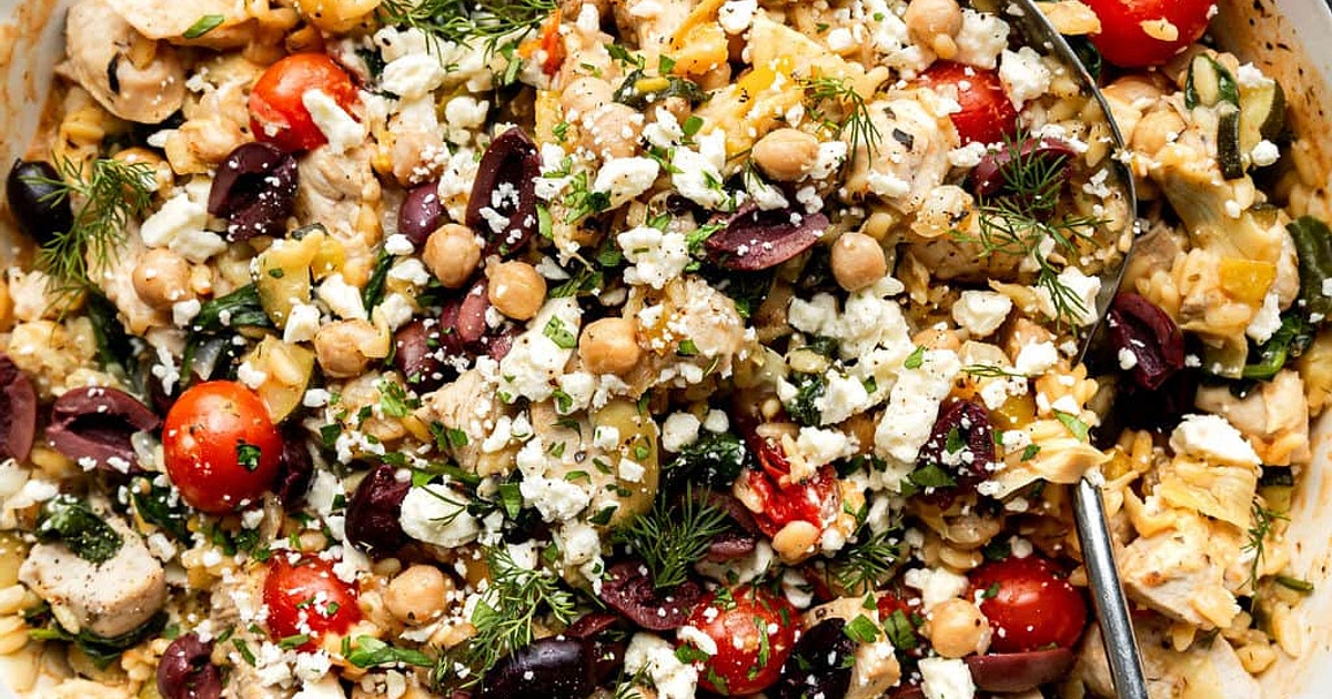 Greek Orzo Skillet with Chicken And Chickpeas Recipe | Samsung Food App