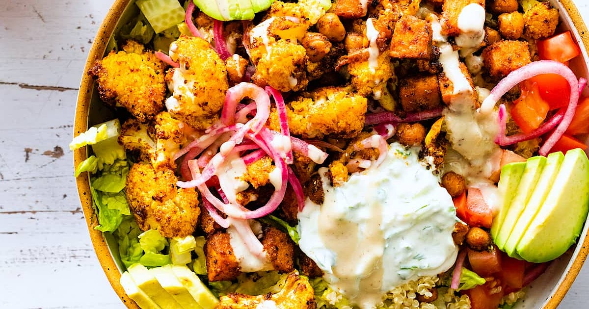 Roasted Cauliflower, Sweet Potato, Chickpea Bowl Recipe | Samsung Food App