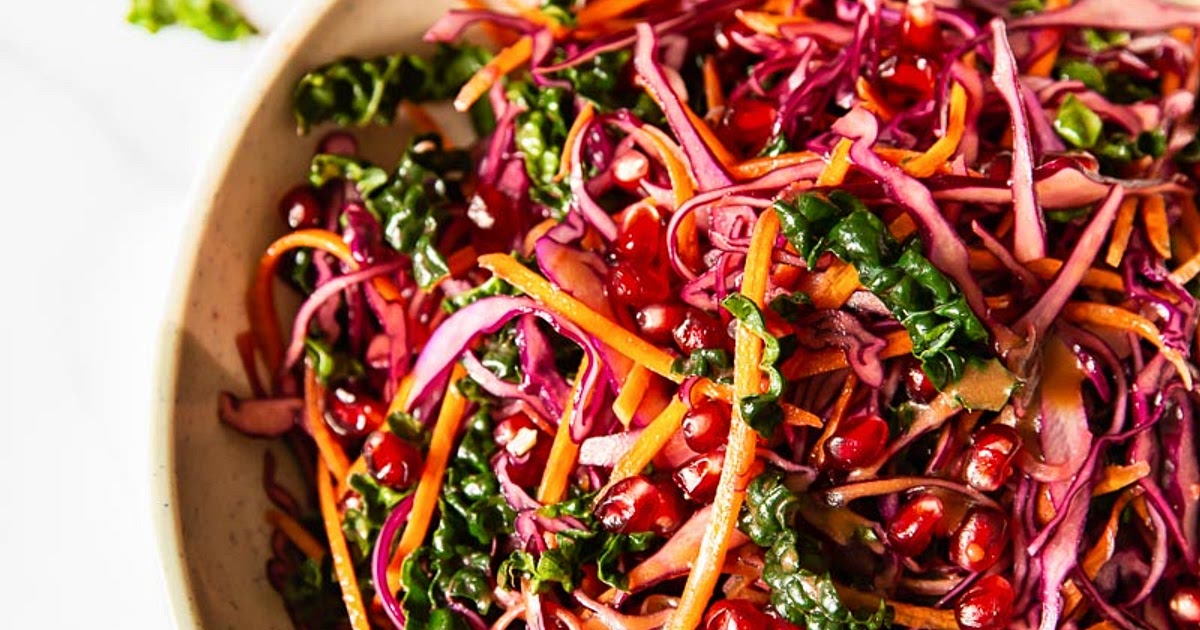 Winter Salad with Red Cabbage, Kale and Pomegranate Recipe | Samsung Food App