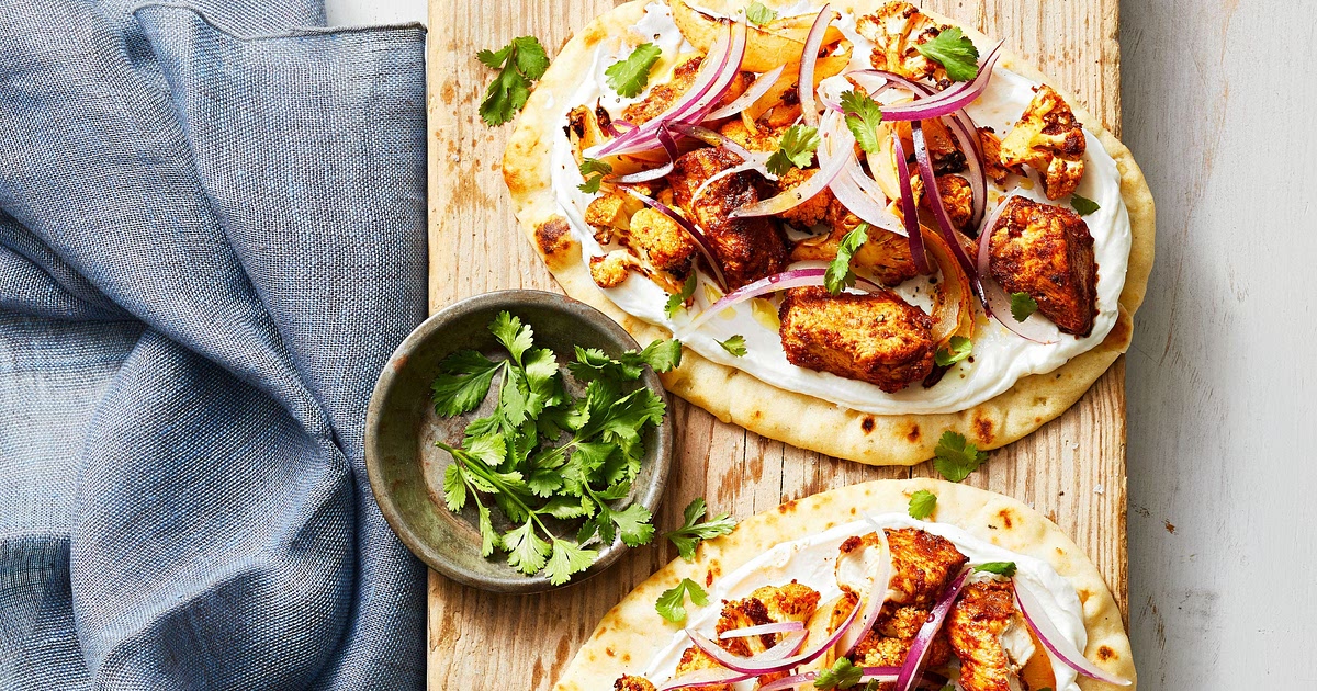 Tandoori-Spiced Cauliflower Chicken Flatbreads Recipe | Samsung Food App