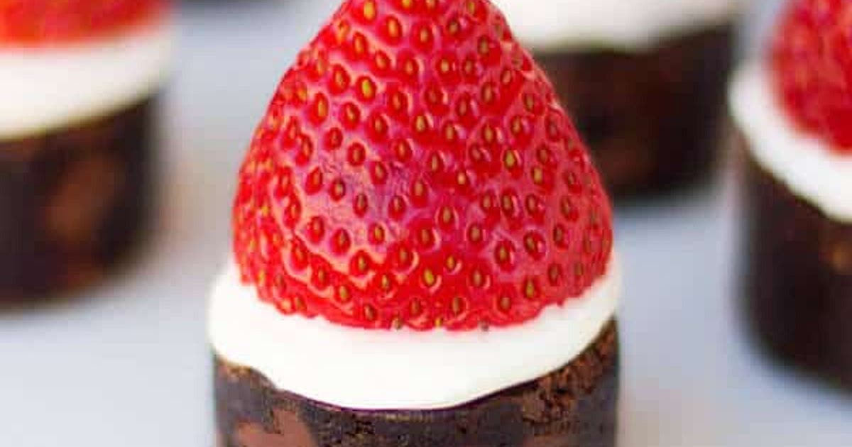 Strawberry Santa Hat Brownie Bites Recipe | Samsung Food App