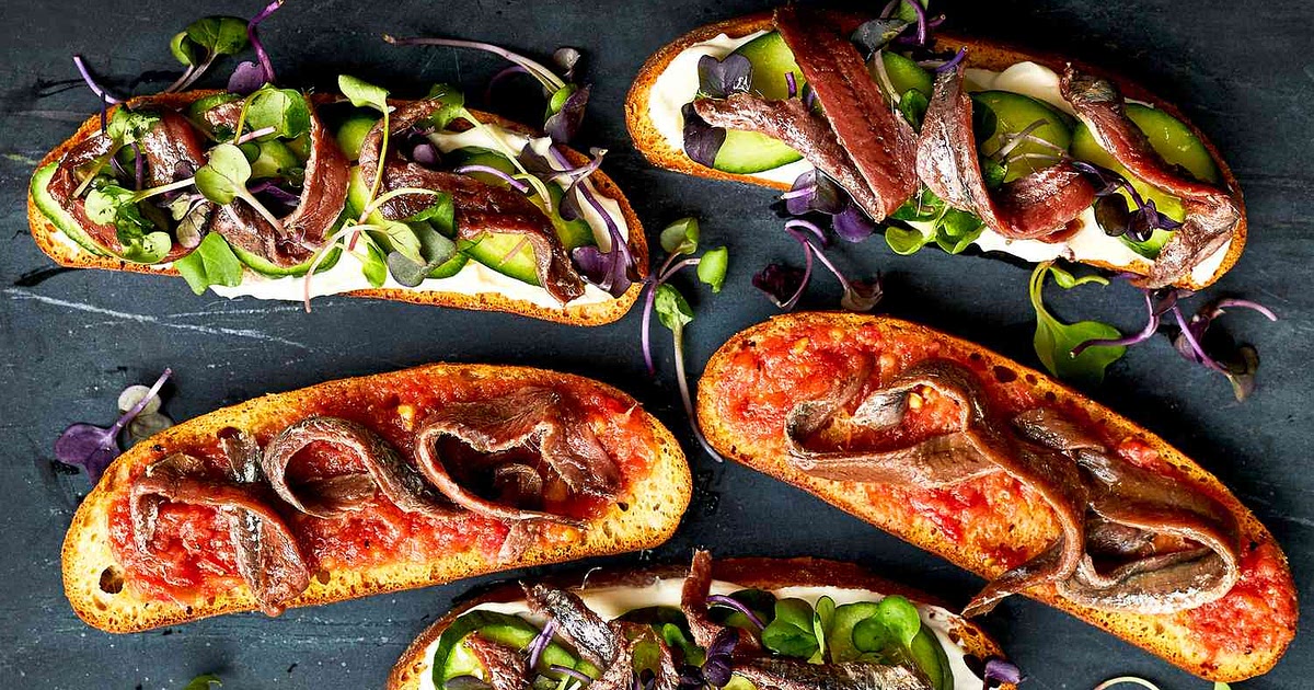 Anchovy Toasts with Fresh Tomato Vinaigrette Recipe | Samsung Food App