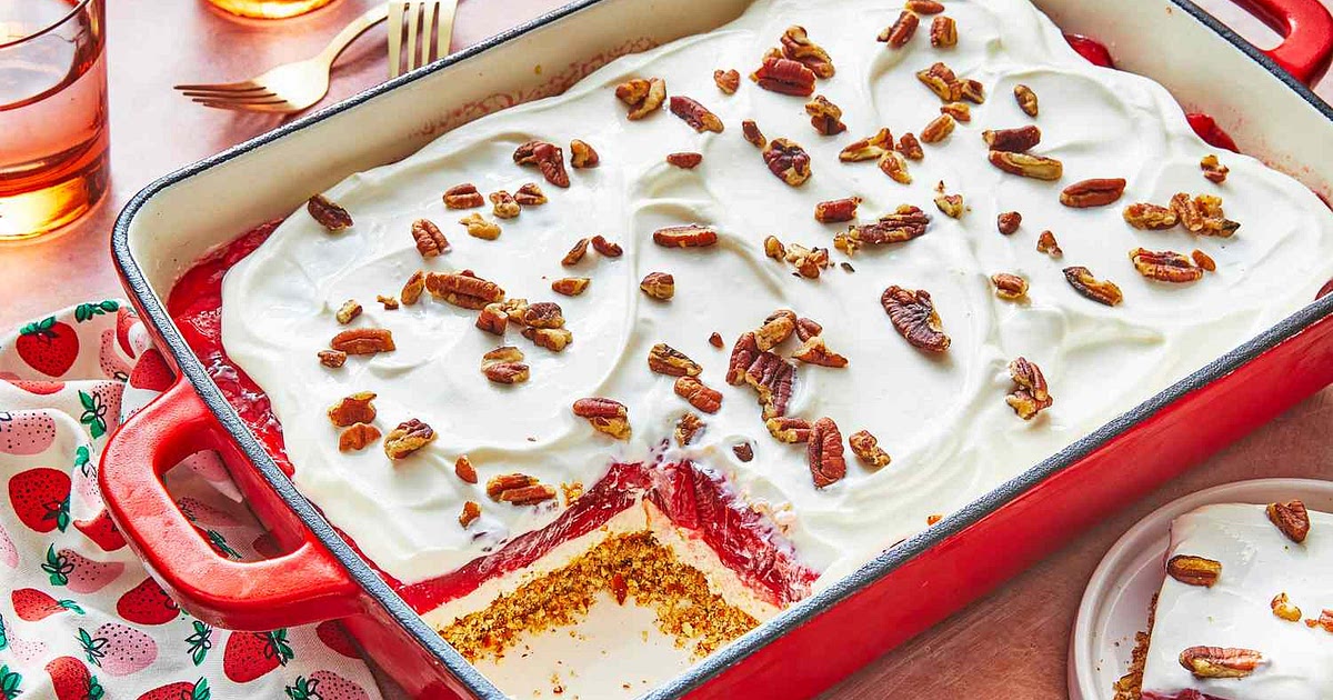 Strawberry-Pretzel Jello Salad Recipe | Samsung Food App