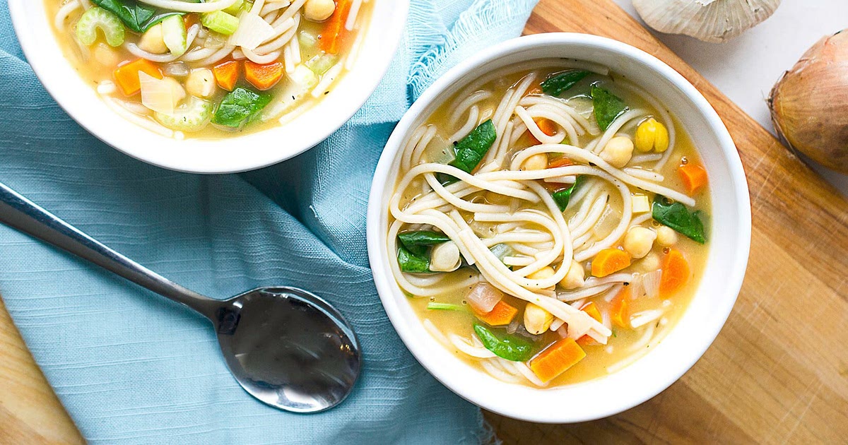 30-Minute Chickpea Noodle Soup with Spinach Recipe | Samsung Food App