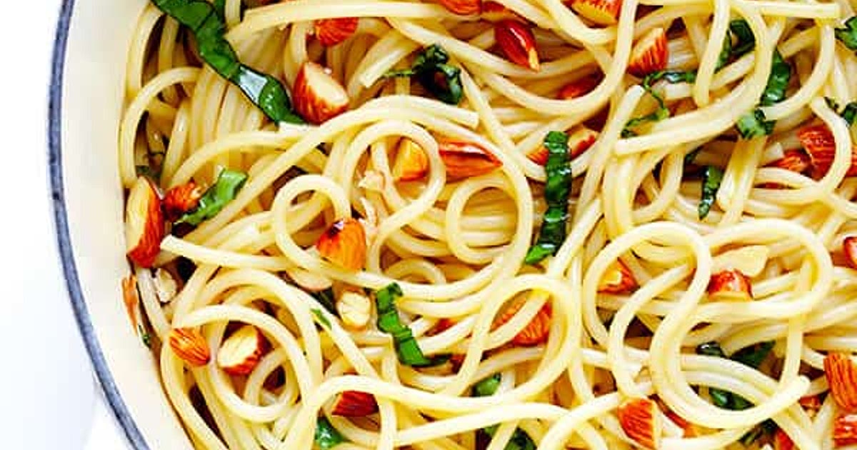 Lemon Basil Spaghetti with Almonds Recipe | Samsung Food App