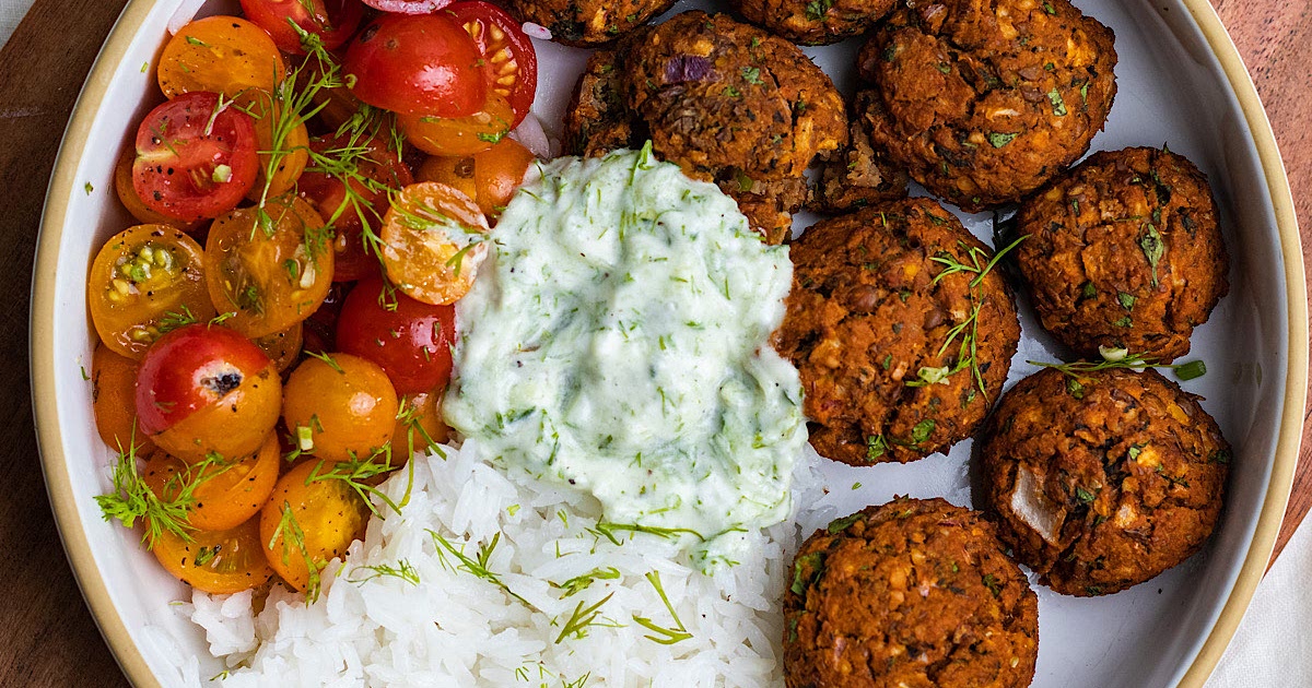 Baked Greek Lentil Meatballs with tzatziki Recipe | Samsung Food App