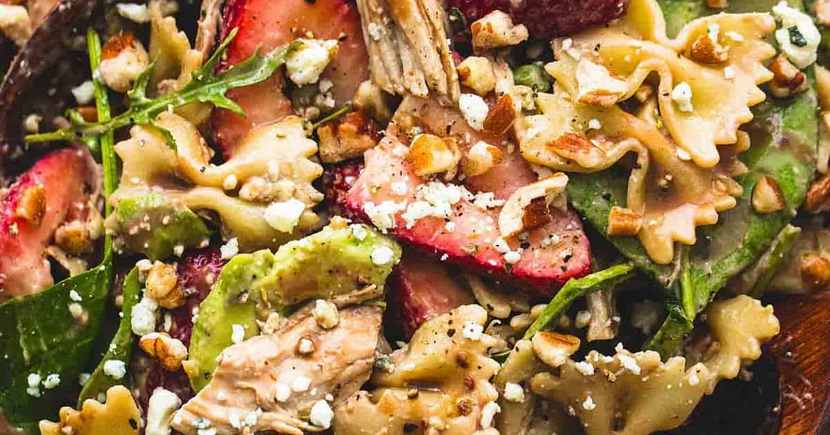 Strawberry Avocado Chicken Pasta Salad Recipe | Samsung Food App