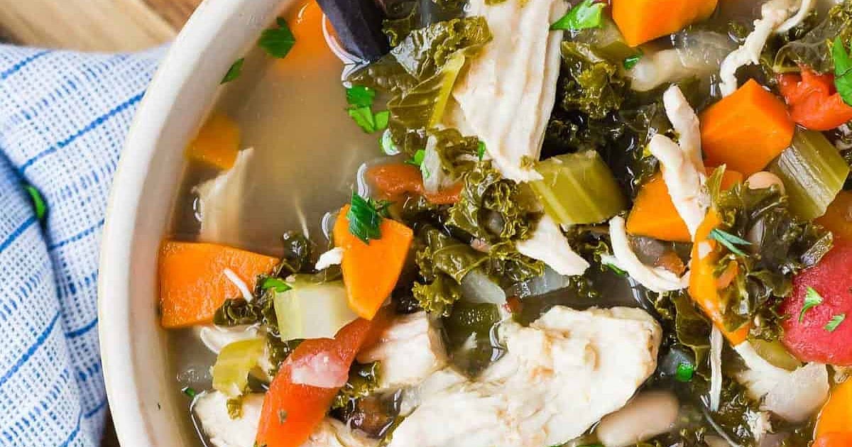Slow Cooker Chicken Kale Soup Recipe | Samsung Food App