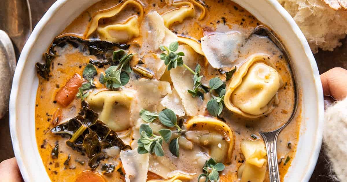 Healthier Slow Cooker Creamy Tortellini Vegetable Soup Recipe | Samsung Food App