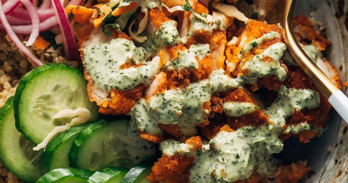 Crispy Chicken Tikka Bowls with Mint Sauce Recipe | Samsung Food App