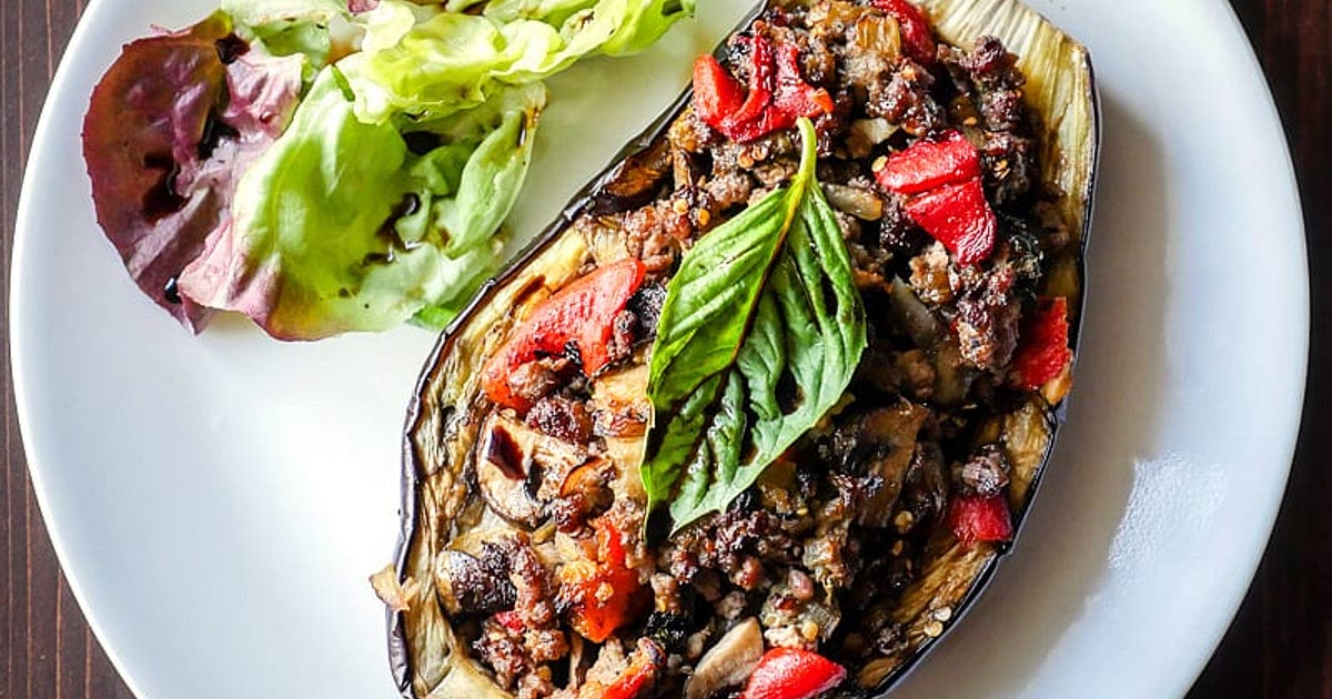 Balsamic Chicken Stuffed Eggplant Recipe | Samsung Food App