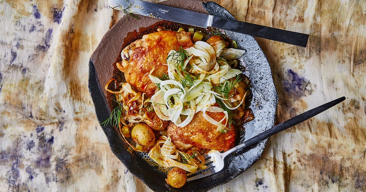 One-Skillet Crispy Chicken Thighs With Harissa Recipe | Samsung Food App