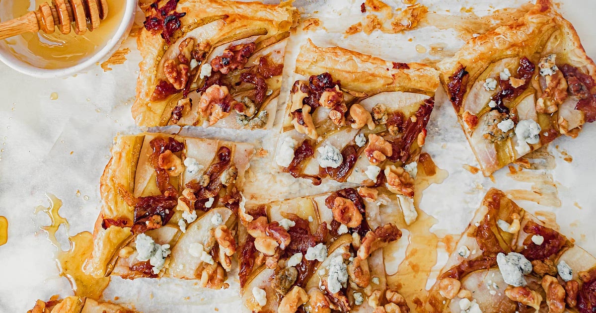 Pear Puff Pastry Tart with Caramelized Onion Recipe | Samsung Food App