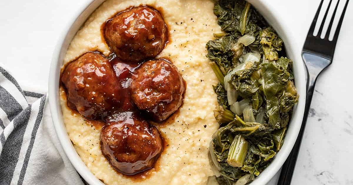 BBQ Meatballs with Cheese Grits Recipe | Samsung Food App