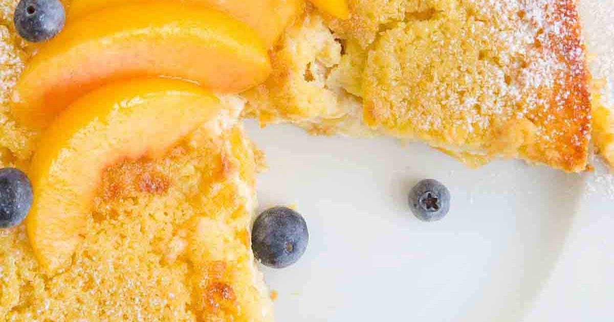 Peaches & Cream Cottage Cheese Breakfast Cake Recipe | Samsung Food App