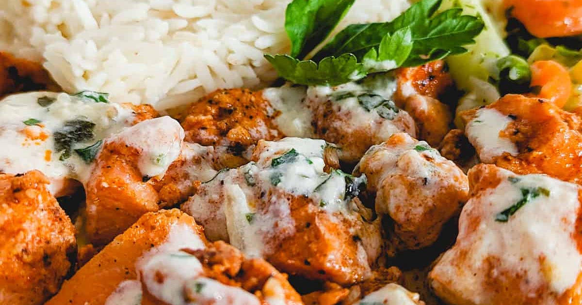Ninja Air Fryer Salmon Bites with Garlic Cream Sauce Recipe | Samsung Food App