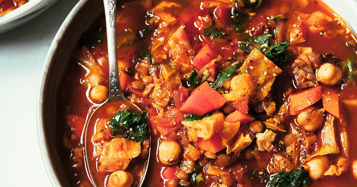 Smoky Chickpea, Lentil & Cabbage Stew with Kale Recipe | Samsung Food App