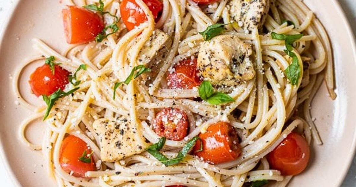 Spaghetti with Sauteed Chicken and Grape Tomatoes Recipe | Samsung Food App