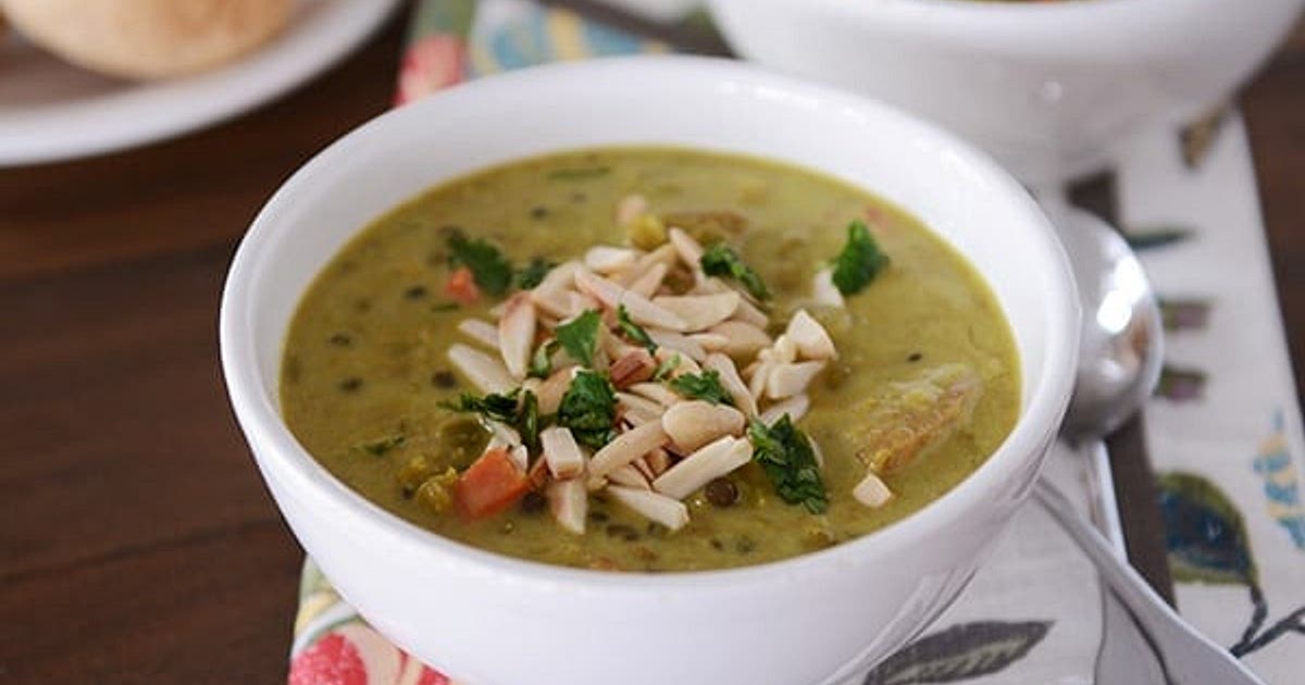 Curried Lentil and Sausage Soup with Toasted Almonds Recipe | Samsung Food App
