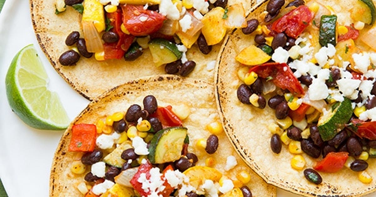 Roasted Veggie and Black Bean Tacos Recipe | Samsung Food App