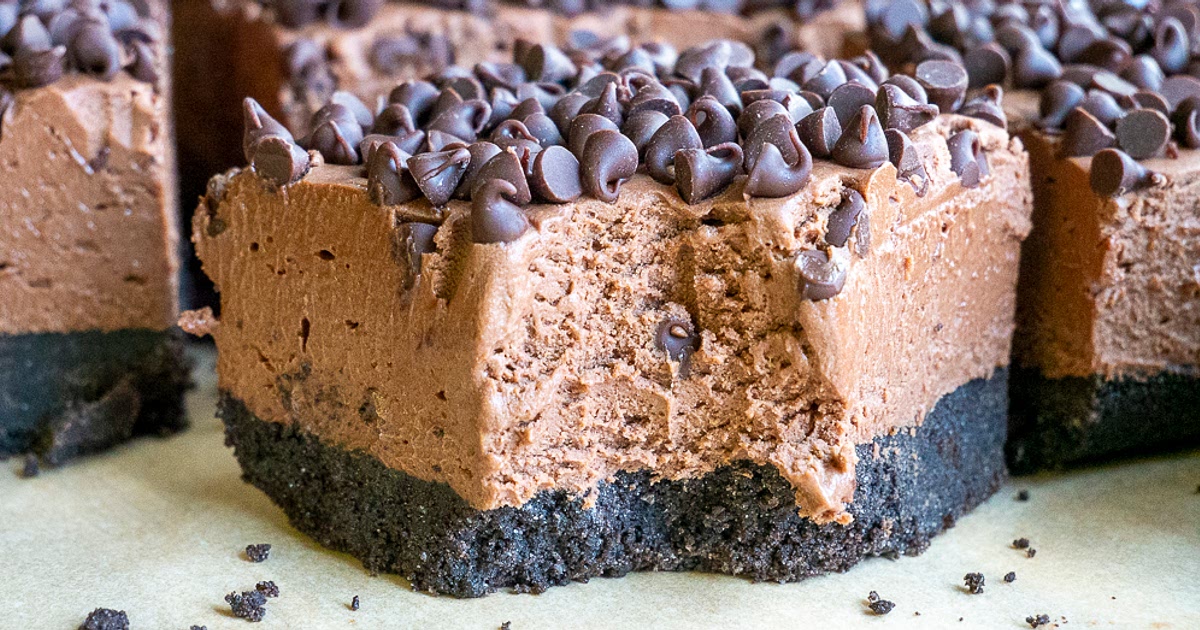 No-Bake Triple Chocolate Cheesecake Bars Recipe | Samsung Food App