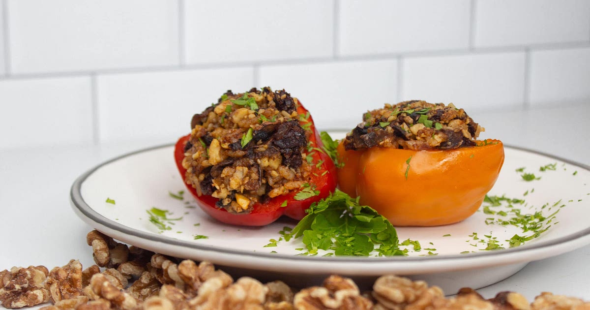 Walnut Meat Stuffed Bell Peppers with Sun Dried Tomatoes and Mushrooms Recipe | Samsung Food App