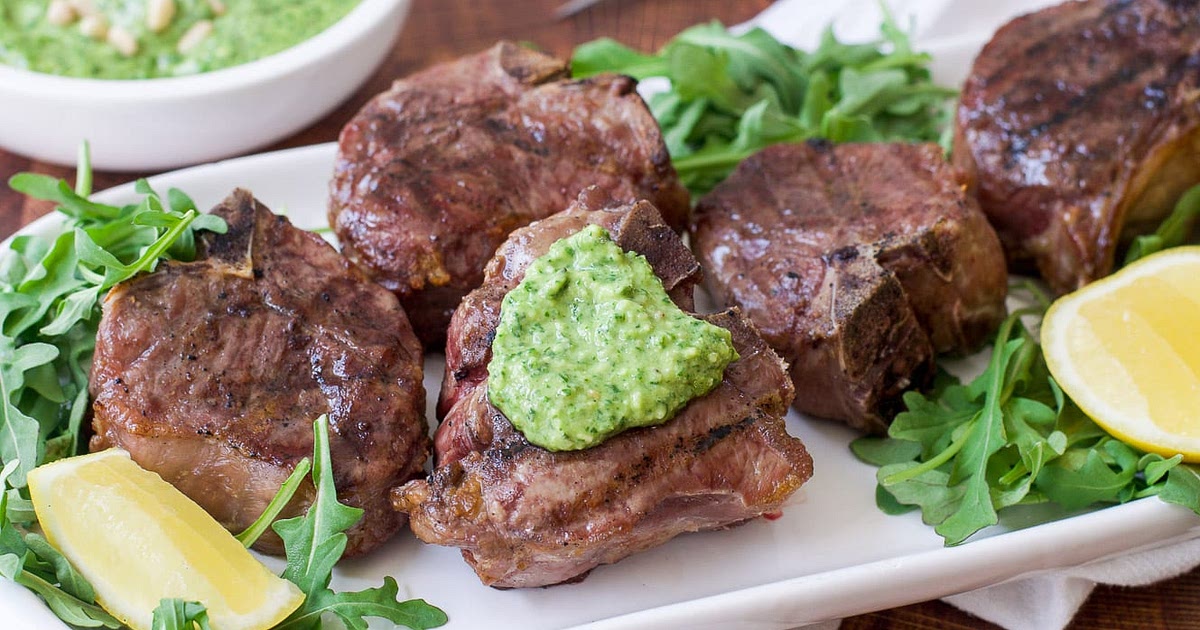 Grilled Lamb Chops with Rosemary-Arugula Pesto Recipe | Samsung Food App