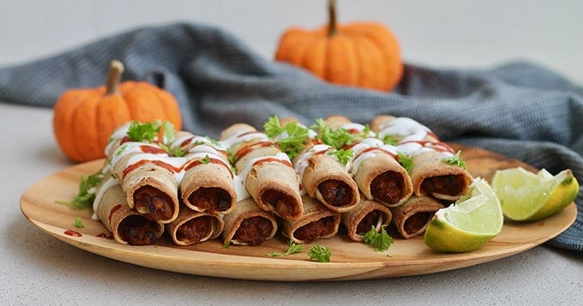 Pumpkin and Black Bean Taquitos Recipe | Samsung Food App