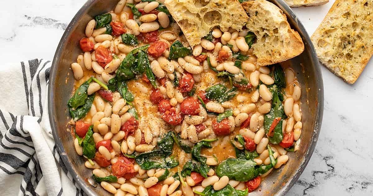 Saucy White Beans with Spinach Recipe | Samsung Food App