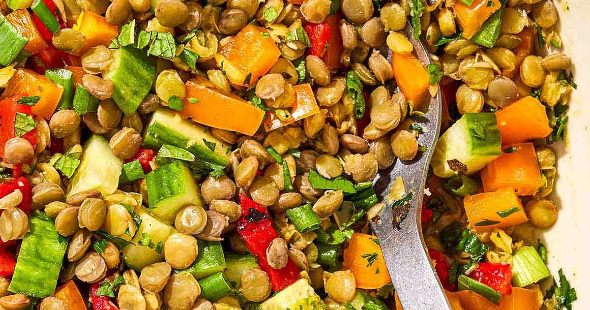 French Lentil Salad with Cucumber, Bell Pepper, and Fresh Herbs Recipe | Samsung Food App