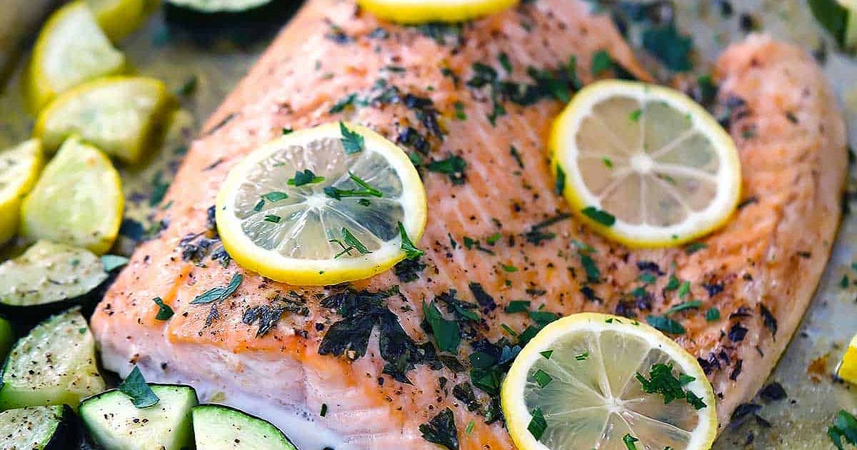 Garlic Butter Sheet Pan Salmon and Veggies Recipe | Samsung Food App