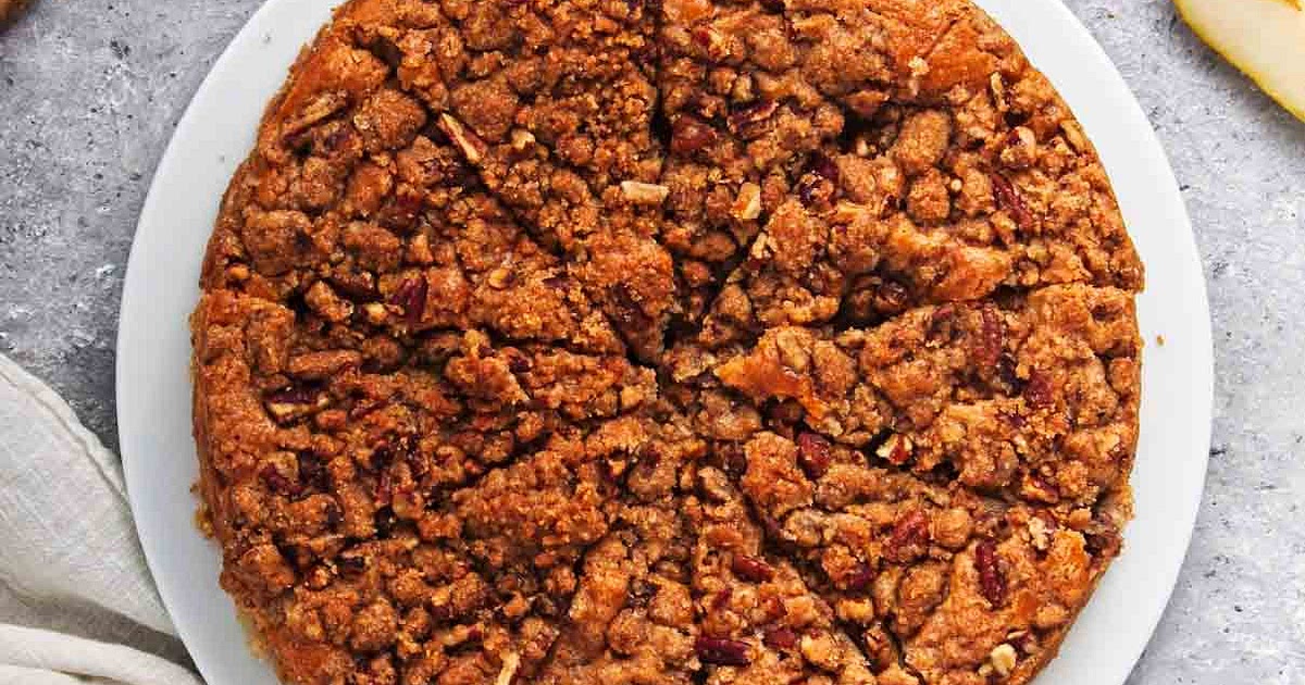 Vegan Pear Coffee Cake with Streusel Topping Recipe | Samsung Food App