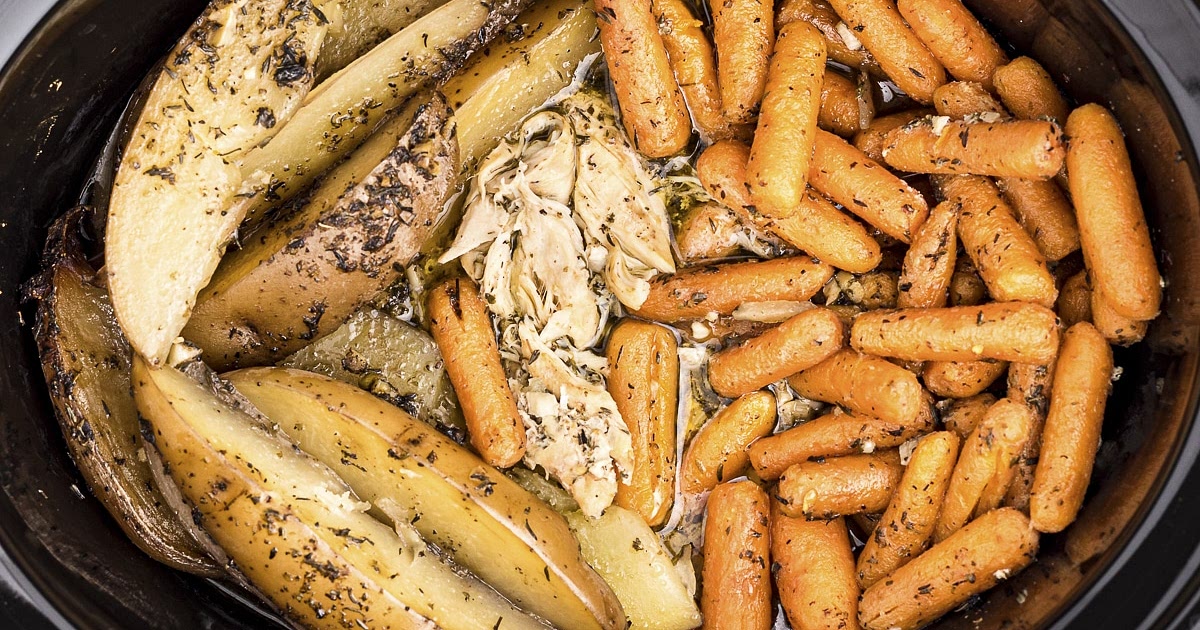 Slow Cooker Garlic Butter Chicken and Veggies Recipe | Samsung Food App