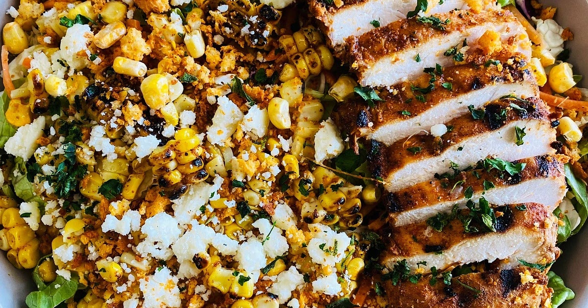 Grilled Mexican Street Corn Chicken Salads Recipe | Samsung Food App