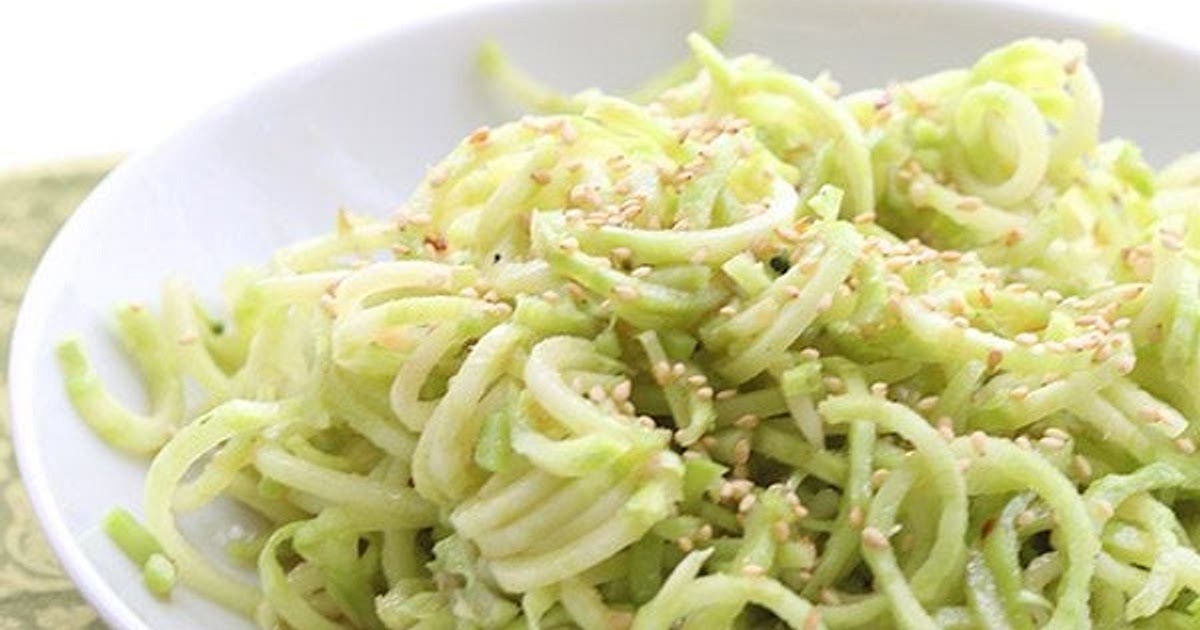 Broccoli Stem Noodles with Sesame Ginger Dressing Recipe | Samsung Food App