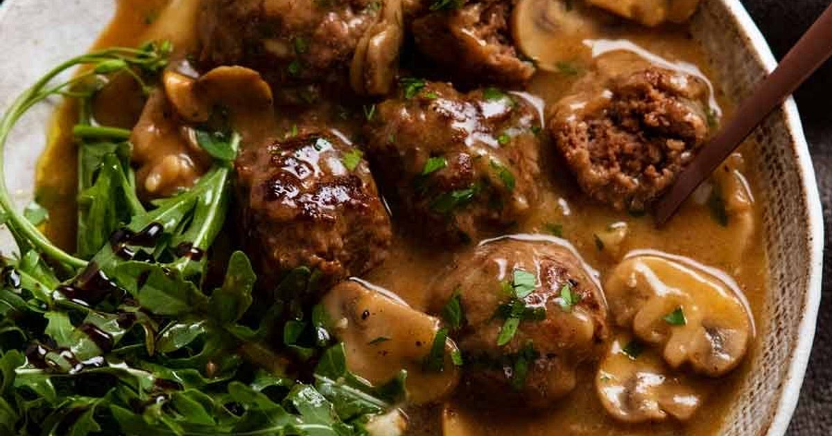 Salisbury steak meatballs with mushroom gravy Recipe | Samsung Food App