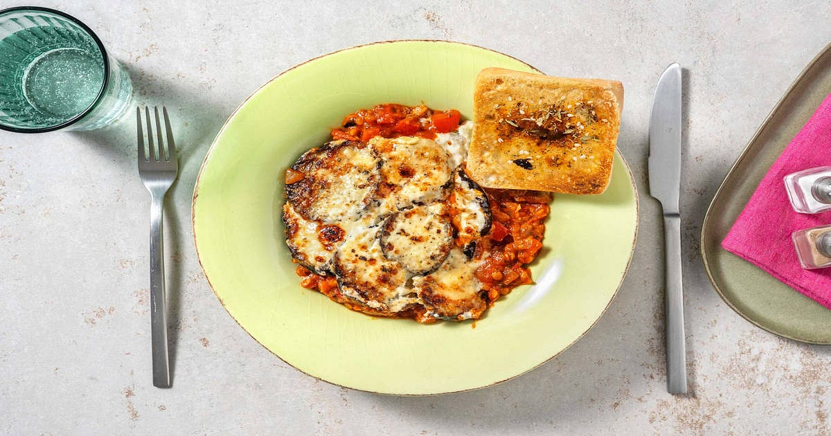 Veggie Moussaka with Lentils and Za'atar Ciabatta Recipe | Samsung Food App
