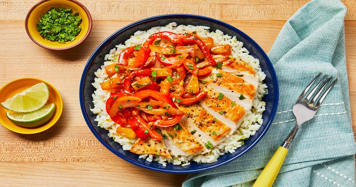 Tangy Tropical Chicken with Bell Pepper over Ginger Rice Recipe | Samsung Food App