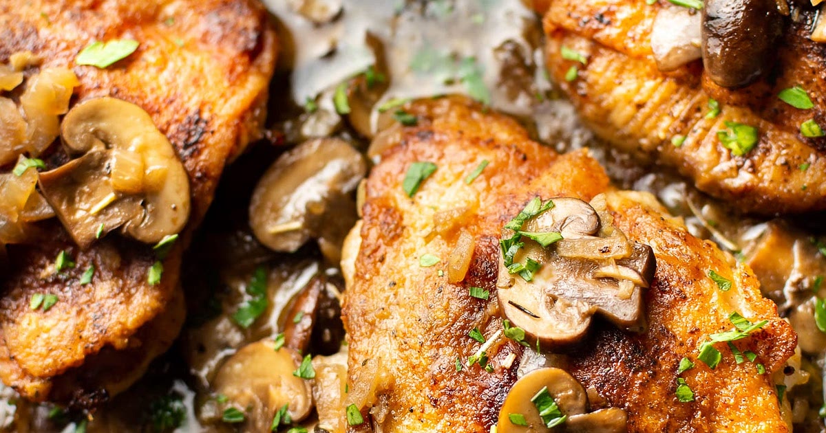 White Wine Mushroom Chicken Thighs Recipe | Samsung Food App
