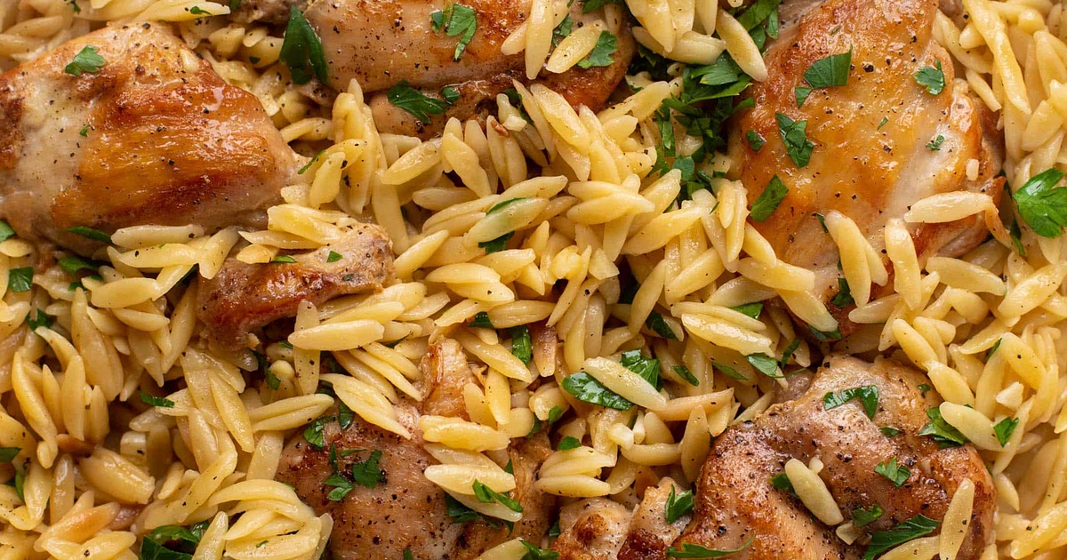 One Pot Garlic Butter Chicken and Orzo Recipe | Samsung Food App
