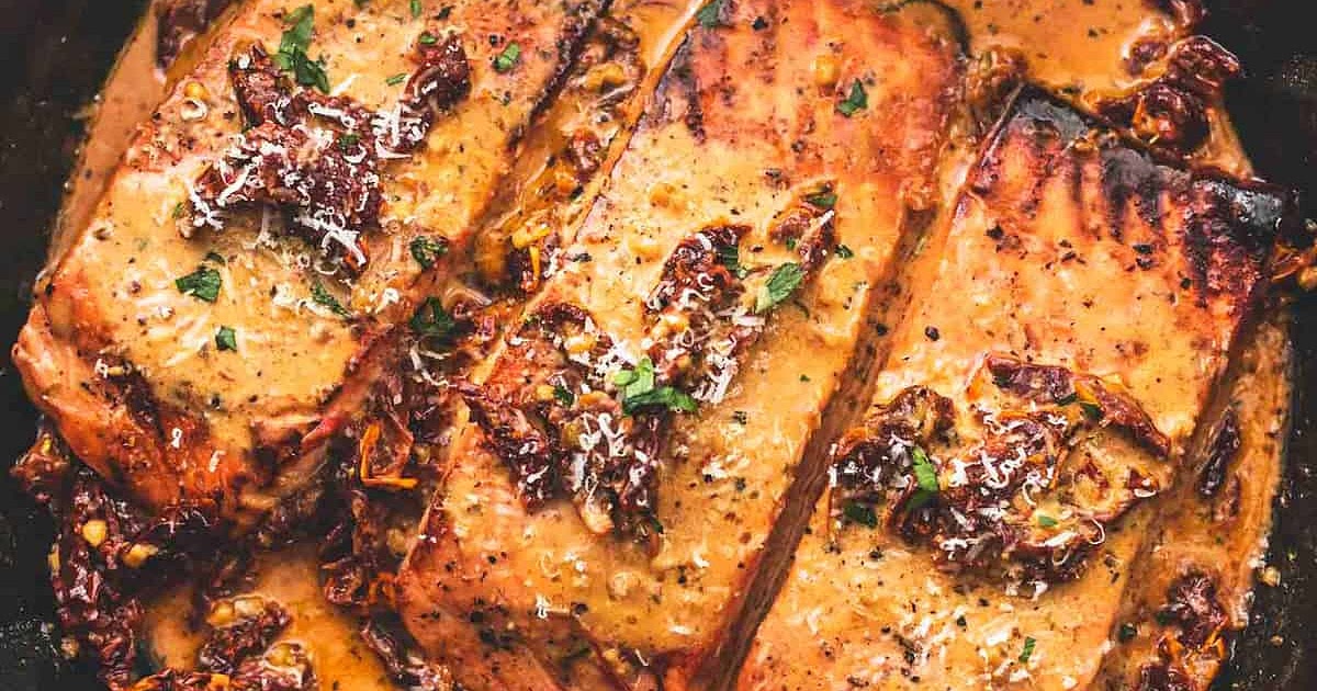 Salmon in Creamy Sun Dried Tomato Sauce Recipe | Samsung Food App