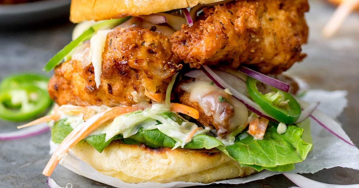 Crispy Chicken Burger with Honey Mustard Coleslaw Recipe | Samsung Food App