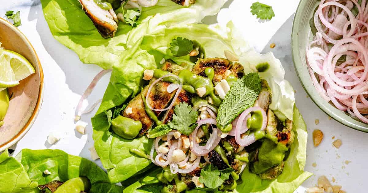 Spicy Coconut Grilled Chicken Lettuce Wraps Recipe | Samsung Food App