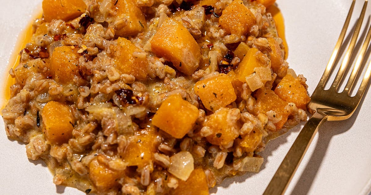 Vegan Farro Risotto with Butternut Squash Recipe | Samsung Food App